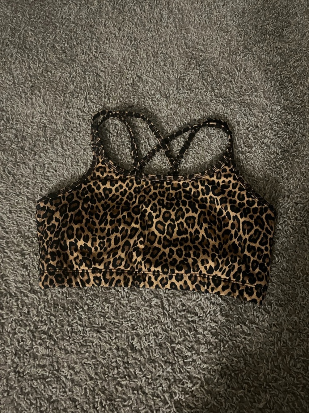Leopard Print Strappy sports bra - small